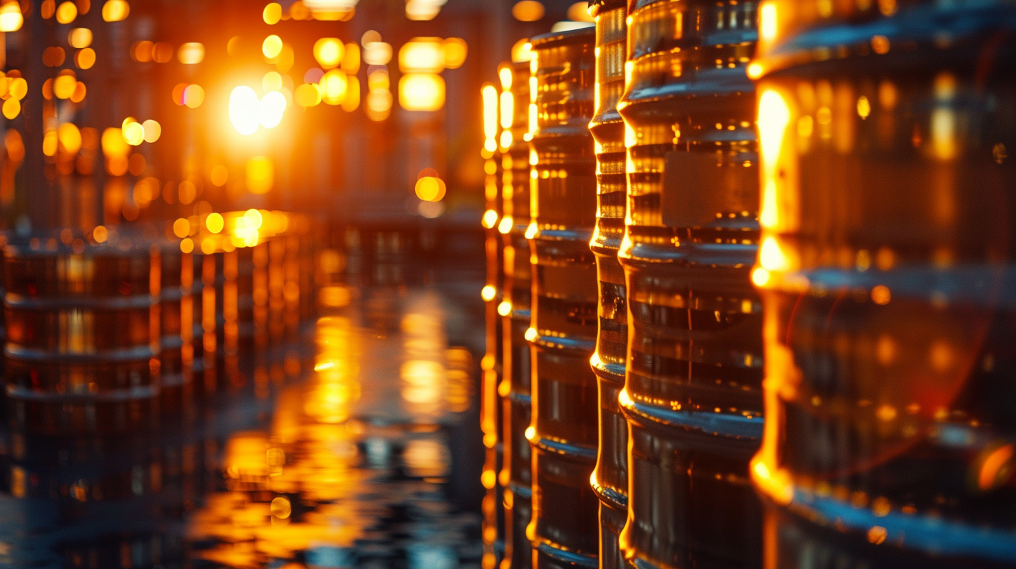 Oil barrels representing crude oil prices