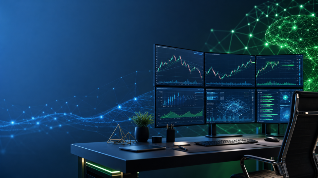 AI-powered trading dashboard with market charts and financial data visualization